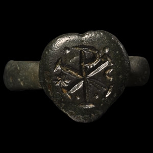 Medieval Bronze Ring with Chi Rho
