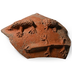 Redware Fragment with Amphibians