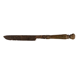 Medieval Iron Knife with Bronze Handle
