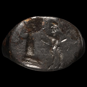 Greek Bronze Ring with Satyr