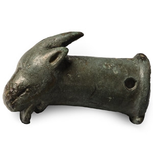 Roman Bronze Rams Head Terminal