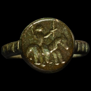 Medieval Bronze Ring with Holy Rider St. Michael