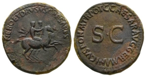 Nero & Drusus Caesar AE Dupondius.