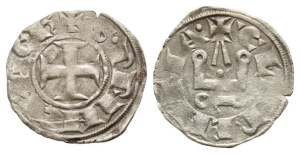 Crusaders, Achaea (Principality). Guillaume II de Villehardouin BI Denier Tournois.