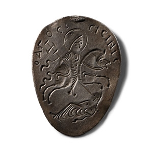 Byzantine Silver Magical Plaque with St. Sisinnius