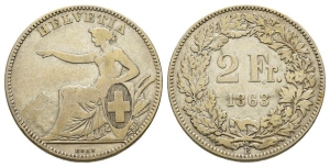 Switzerland AR 2 Francs.