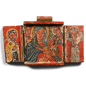 Ethiopian Folding Wooden Triptych Icon