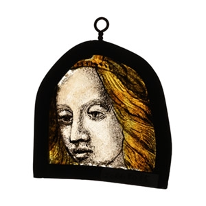 Renaissance Stained Glass Panel of a Head of a Woman