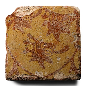 Medieval Glazed Floor Tile with Three Lions