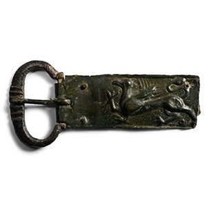 Medieval Bronze Buckle with Repoussé Griffin