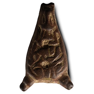 Anglo-Scandinavian Viking Bronze Stirrup Mount with Bears Heads
