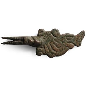 Anglo-Scandinavian Viking Bronze Wolf-Head Strap End