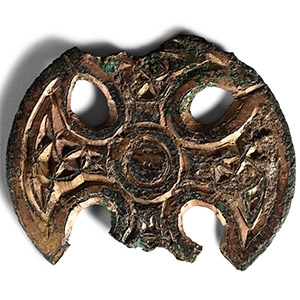 Anglo-Saxon Gilt Bronze Dress Pin Head