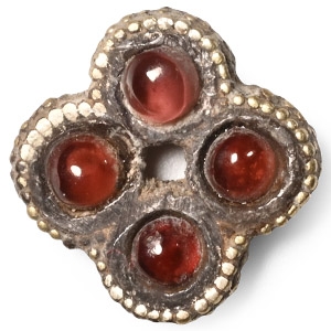 Medieval Gold Quatrefoil Mount with Garnet