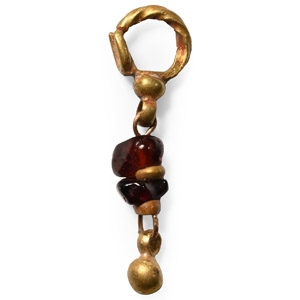 Viking Age Gold Pendant with Natural Garnets