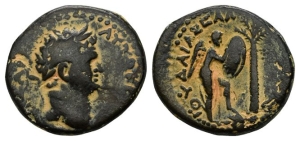 Judaea Capta. Titus, as Caesar AE 21mm of Caesarea Maritima.