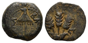Judaea. Herodians, Agrippa I AE Prutah.