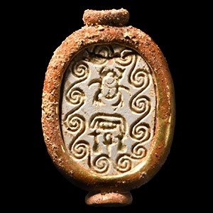 Egyptian Gold Mounted Scarab Bead