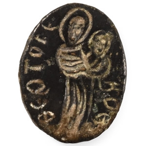 Byzantine Bronze Mother of God, help! Bezel Inlay