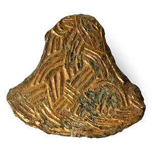 Anglo-Saxon Gilt Bronze Horse Harness Pelta Mount with Interlace