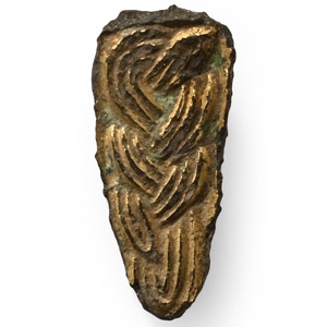Anglo-Saxon Gilt Bronze Mount with Interlace