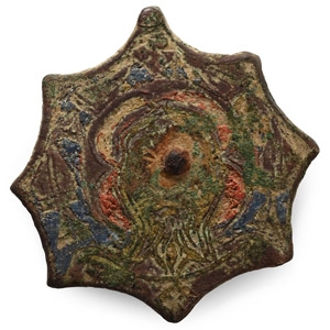 Medieval Bronze Limoges Reliquary Box Mount with Christ