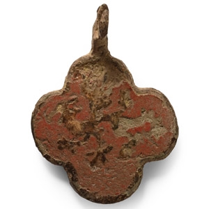 Medieval Enamelled Bronze Knights Heraldic Horse Harness Pendant with Griffin