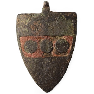 Medieval Enamelled Huntingfield, of Mendham Family Bronze Knights Heraldic Horse Harness Pendant