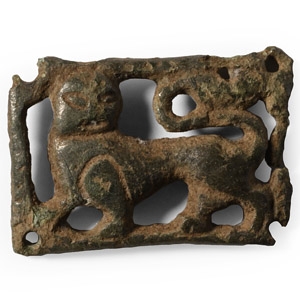 Medieval Romanesque Bronze Lion Belt Mount