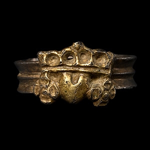 Medieval Silver-Gilt Claddagh Style Ring