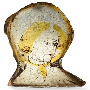 Medieval Stained Glass Head of a Saint