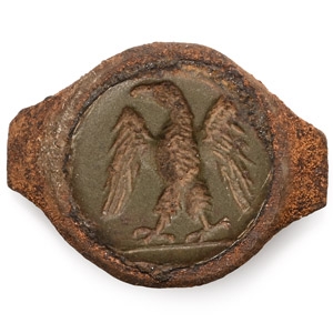 Roman Eagle Gemstone in Remains of Bronze Ring