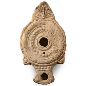 Roman Ceramic Oil Lamp with Reflector