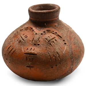 Pre-Columbian Face Design Pottery Jar