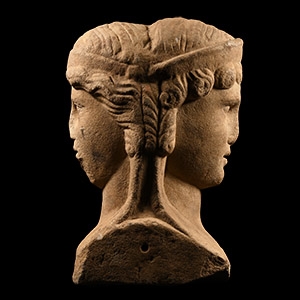Roman Marble Janiform Herm Head of Ariadne and a Maenad