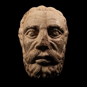 Medieval Romanesque Marble Head of a Saint