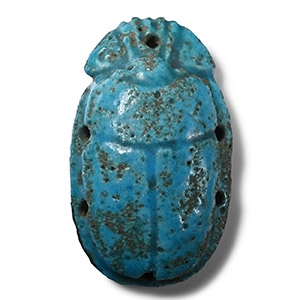 Large Egyptian Blue Faience Scarab