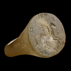 Greek Glass Ring with Pegasus