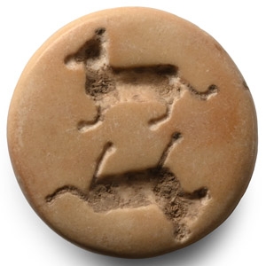 Proto-Sumerian Stone Stamp Seal with Two Animals
