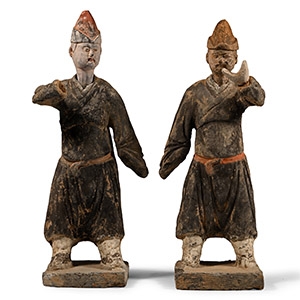 Chinese Ming Glazed Retainer Pair