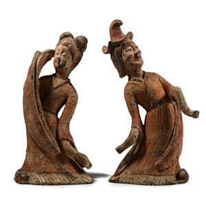 Chinese Tang Terracotta Beauty and Beast Dancers