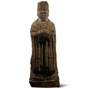 Large Chinese Ming Limestone Courtier Statue