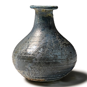 Roman Blue Glass Flask with Trail