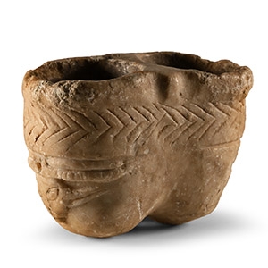 Mesopotamian Stone Double Kohl Pot with Animal Motifs