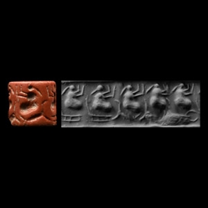 Mesopotamian Red Stone Cylinder Seal