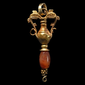 Hellenistic Gold Dolphin Amphora Pendant