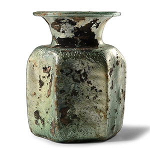 Roman Six-Sided Glass Jar with Iridescence