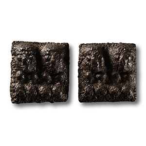 Western Asiatic Silver Inlay Pair with Human Heads and Animals