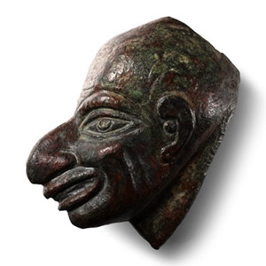 Greek Bronze Head of a Grotesque Man