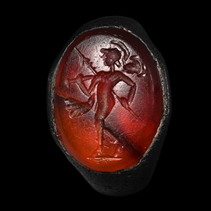 Roman Silver Ring with God of War Gemstone